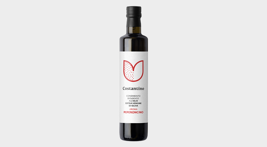 Costantino - Condimento Biologico a base di Olio Extra Vergine d'Oliva e Peperoncino Roggianese - bottiglia 25cl
