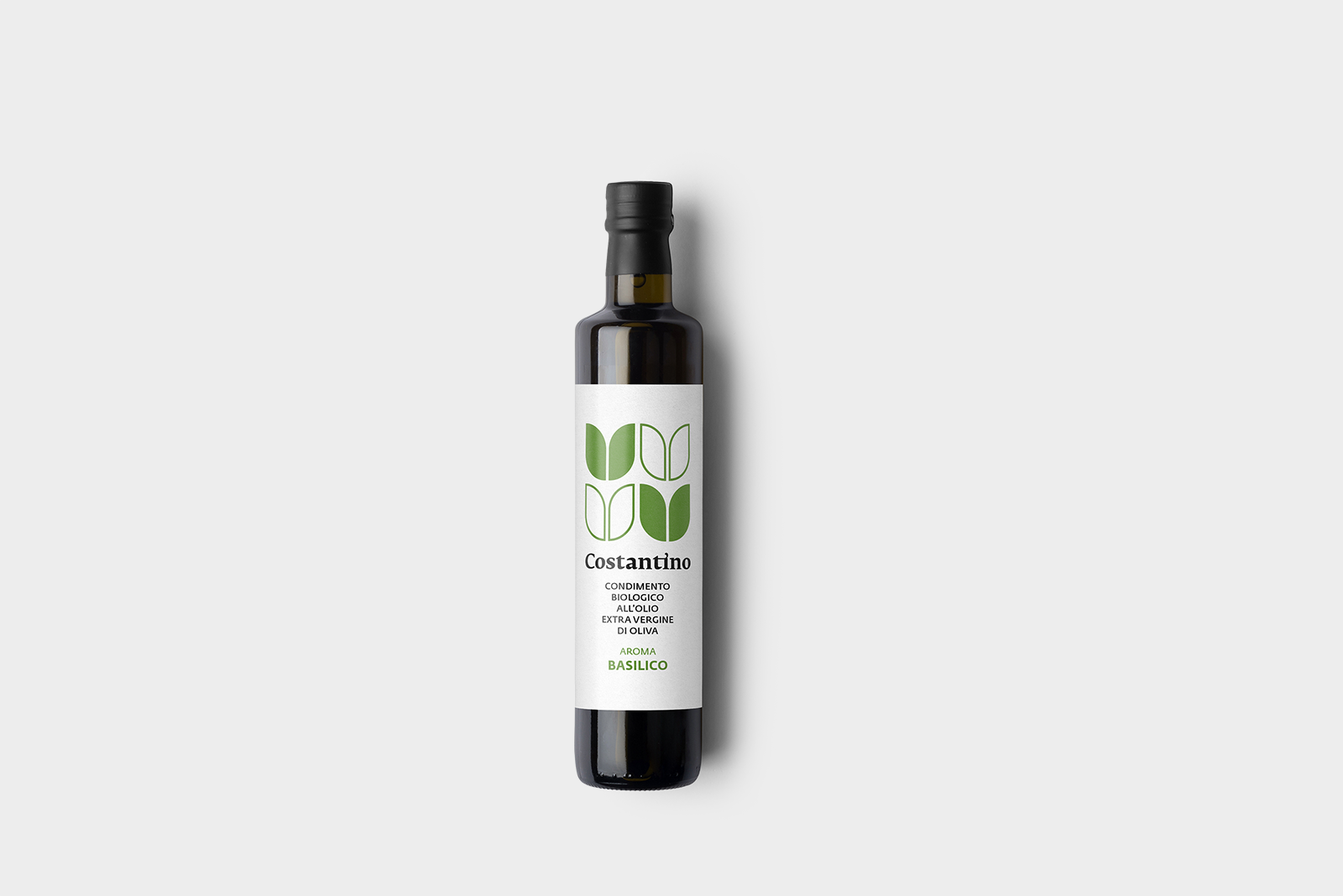 Costantino - Condimento Biologico a base di Olio Extra Vergine d'Oliva e Basilico - bottiglia 25cl